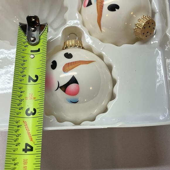 Snowmen Hand Painted 3” Bulb Tree Ornaments Christmas By KREBS Made  in USA(4) - Picture 3 of 4